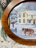 CHRISTMAS AT HOME VINTAGE WOOD FRAMED ART