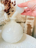 VINTAGE MILK GLASS ANTIQUE BULB DECANTER AND TOP