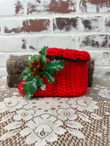 CHRISTMAS BABY BOOT VINTAGE HAND KNIT