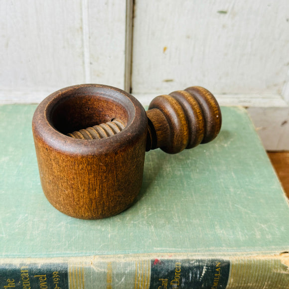 VINTAGE AMBER WOOD SCREW TWIST NUTCRACKER - 2 AVAILABLE