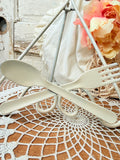 VINTAGE FORK AND SPOON DAMASK COOKBOOK HOLDER