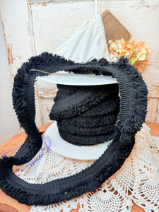 VINTAGE BLACK FRILL ROLL OF RIBBON / TRIM / FABRIC