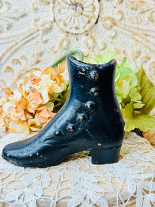 ANTIQUE CAST IRON VICTORIAN SHOE PLANTER DECOR