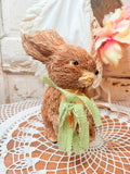 VINTAGE SISAL BUNNY WITH CARROT DECOR
