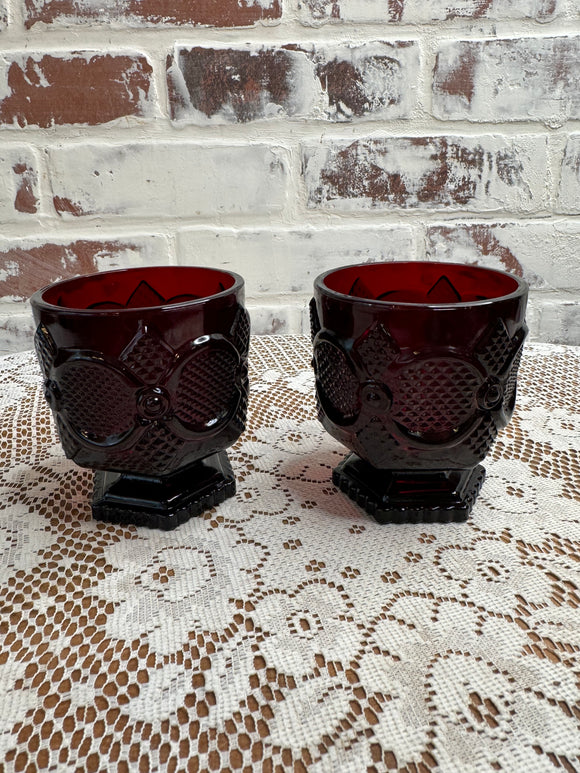 PAIR OF CAPE COD RUBY RED VINTAGE GOBLETS