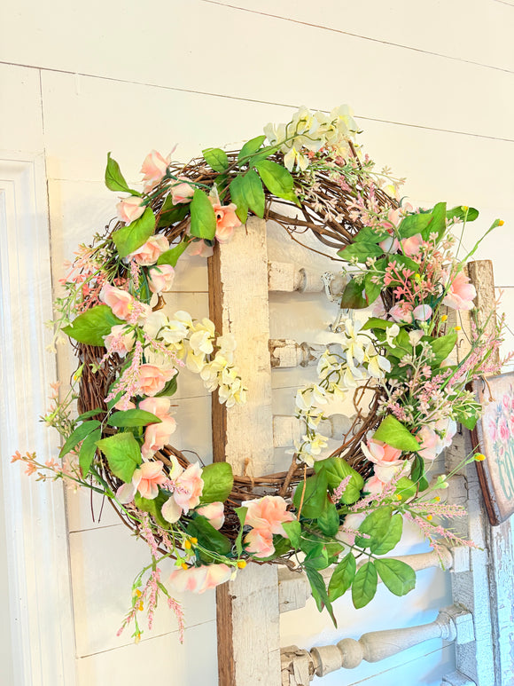 X-LARGE FAUX LIGHTED FLORAL WREATH