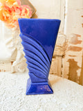 VINTAGE COBALT BLUE MCCOY POTTERY ORNATE VASE