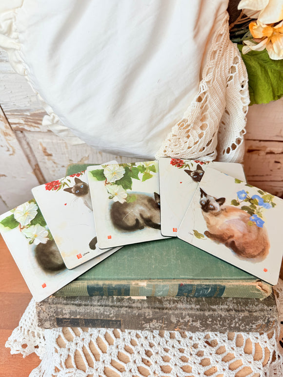 VINTAGE CAT COASTER SET