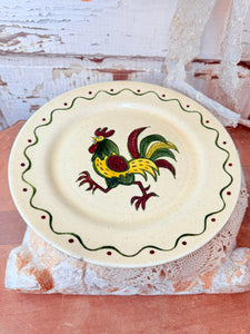 VINTAGE ROOSTER HANDPAINTED LARGE PLATE