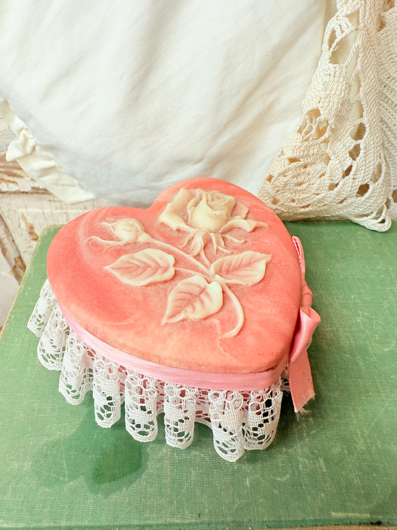 VINTAGE SOAPSTONE ROSE BOX