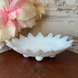 VINTAGE MILK GLASS SAWTOOTH DETAILED DISH