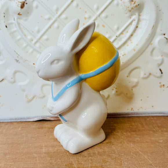 VINTAGE BUNNY STATUETTE WITH EASTER EGG DECOR