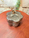 VINTAGE SILVER FLORAL TRINKET BOX WITH ROSE FILIGREE