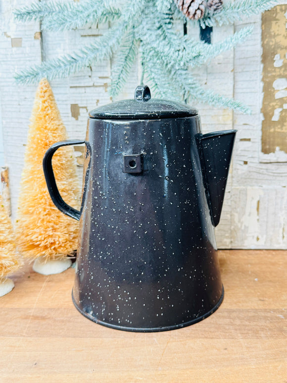 BLACK ENAMEL VINTAGE PITCHER TEAPOT