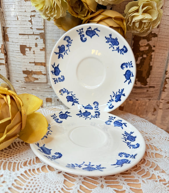 BLUE ONION IRONSTONE SET OF 2 SAUCERS