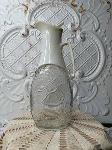 TEXTURED ORNATE GLASS VINTAGE SYRUP DISPENSER - 2 AVAILABLE