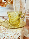 FEDERAL GLASS AMBER “DIANA” CUPS AND SAUCERS SET OF 2