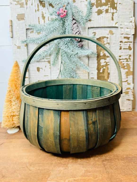 GREEN DETAILED VINTAGE APPLE BARREL BASKET