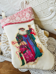 VICTORIAN STYLE VINTAGE SANTA CHRISTMAS STOCKING
