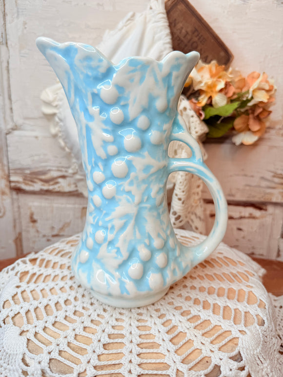 VINTAGE GRAPE LEAF POTTERY PITCHER