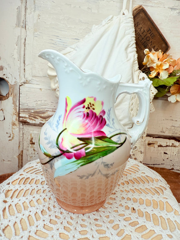 VINTAGE CROWN AUSTRIAN CHINA PITCHER RARE