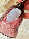 VINTAGE PURPLE GLASS PAINTED BUTTERFLY BELL SIGNED