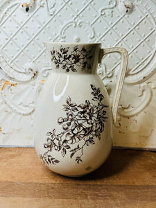 ANTIQUE LARGE BROWN TRANSFERWARE PITCHER