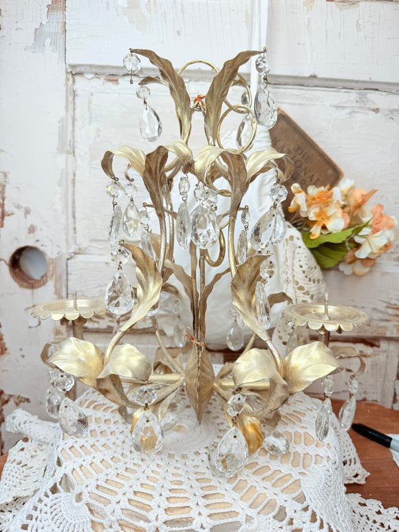 VINTAGE ORNATE HANGING CANDELABRA WITH GEMS