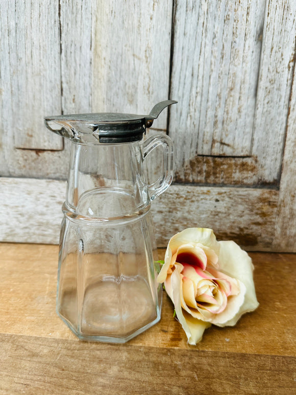 VINTAGE GLASS SYRUP DISPENSER