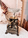 VINTAGE SOLID BRASS CHERUB PEDESTAL BOWL