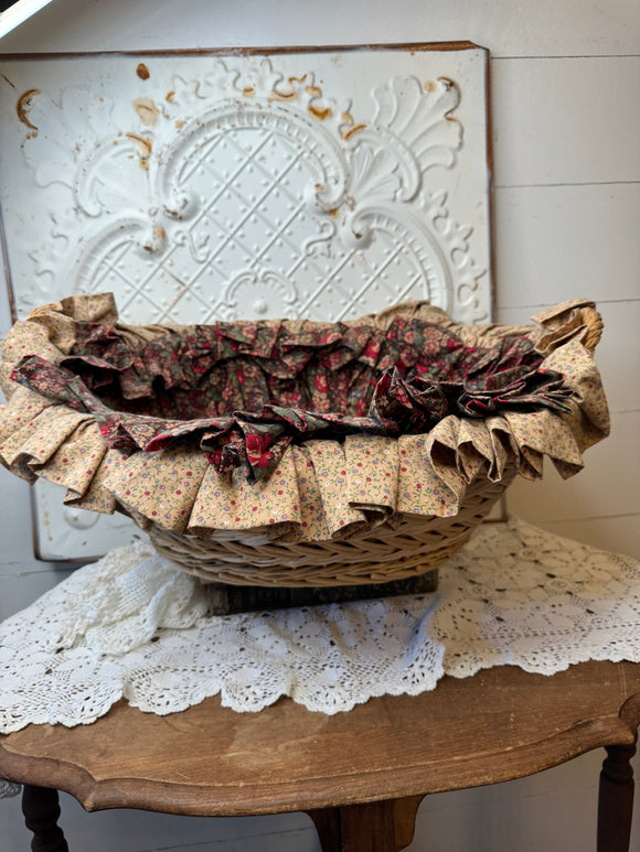 VINTAGE FABRIC LARGE BASKET