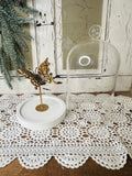 GOLDEN BUTTERFLY ON STAND IN VINTAGE CLOCHE