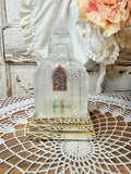 VINTAGE CRYSTAL GLASS MULTI-COLORED CHURCH LIGHT
