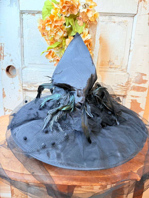 FEATHER VINTAGE WITCH HAT