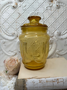 VINTAGE LE SMITH AMBER GLASS APOTHECARY JAR - 3 AVAILABLE