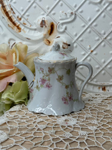 GOLD TRIM FLORAL TEAPOT STYLE CREAMER