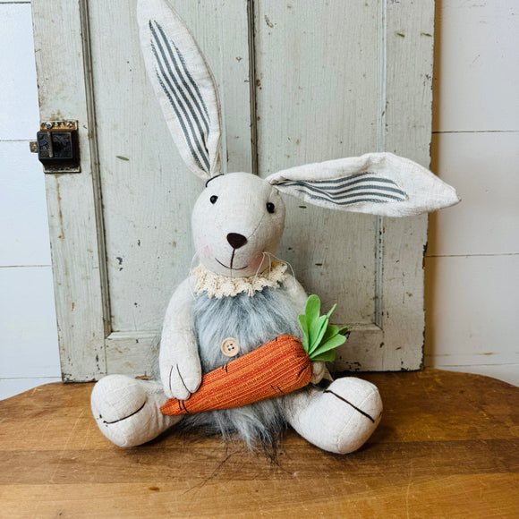 BEAUTIFUL ORNATE BUNNY SHELF SITTER IN VINTAGE FABRIC