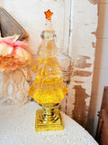 VINTAGE GOLD FLAKES LIGHT UP CHRISTMAS TREE SNOWGLOBE DECOR