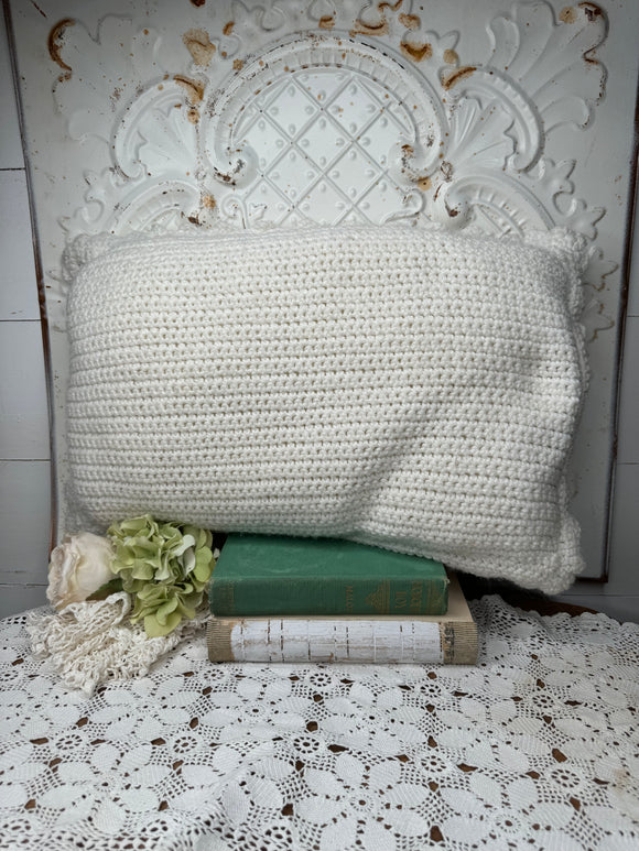 LARGE RECTANGLE HANDMADE VINTAGE KNIT THROW PILLOW