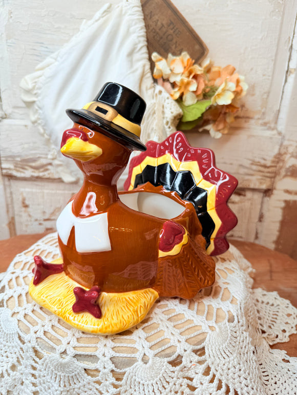 THANKSGIVING TURKEY VINTAGE PLANTER