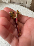 VINTAGE CAT IN CHRISTMAS STOCKING PIN BROOCH