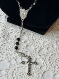 VINTAGE ROSARY - BLACK BEADS - 4 AVAILABLE