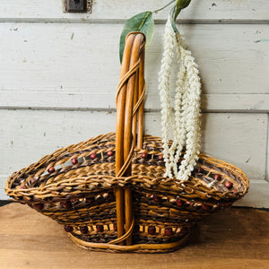 ORNATE MULTI COLORED GORGEOUS VINTAGE BASKET