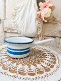VINTAGE MARKED BLUE STRIPED ENAMEL POT
