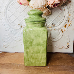 TALL GREEN VINTAGE CANISTER