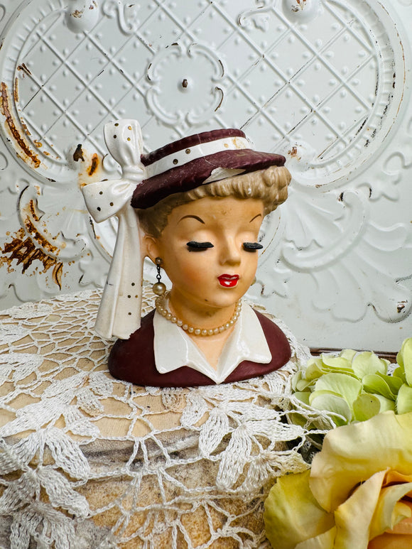 VINTAGE ORNATE LADY HEAD PLANTER #2