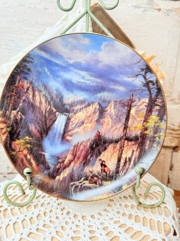 AMAZING VINTAGE PLATE - MOUNTAIN WATERFALL