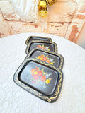 VINTAGE SET OF 4 MINI TOLE TRAYS
