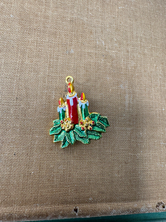 CHRISTMAS CANDLES - VINTAGE BROOCH