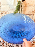 VINTAGE MID CENTURY XL COBALT BLUE BOWL WITH BUBBLES